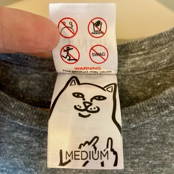 Gray RIPNDIP short sleeve tee shirt with pocket. Size M - Picture 5 of 9